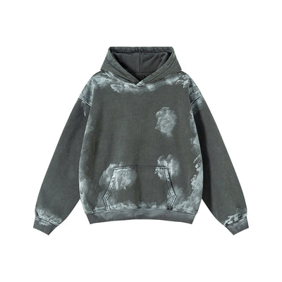 Distressed Edge Painted Graphic Washed Hoodie