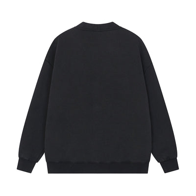 Black Stone Wash Sweatshirt Cardigan