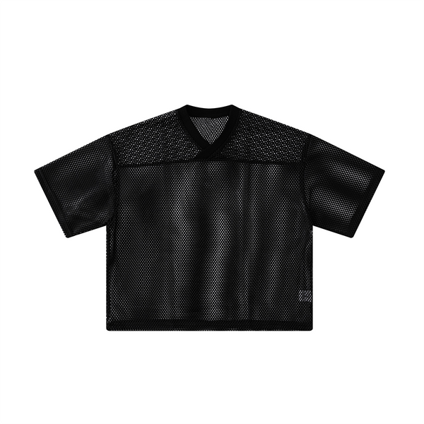 Breathable Mesh Oversized V Neck Tee