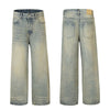 Vintage Wash Distressed Wide-Leg Jeans