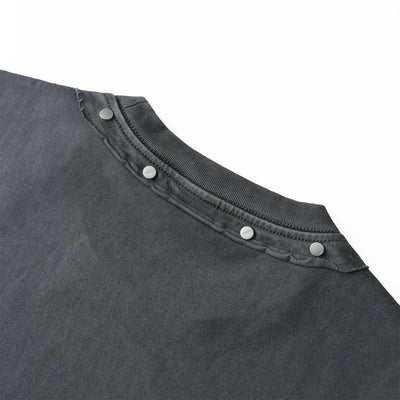 Rivet Detail Washed Boxy Fit T-Shirt