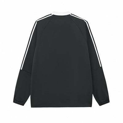 Contrast Stripes Two-Tone V-Neck Sweatshirt