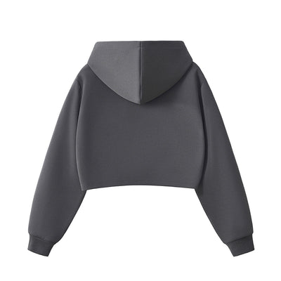 Women's Solid Zip-Front Cropped Hoodie