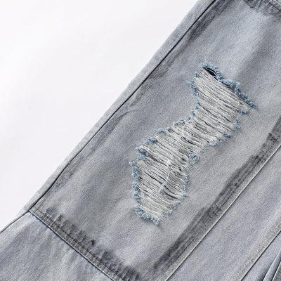 Spray-Painted Patchwork Distressed Baggy Jeans