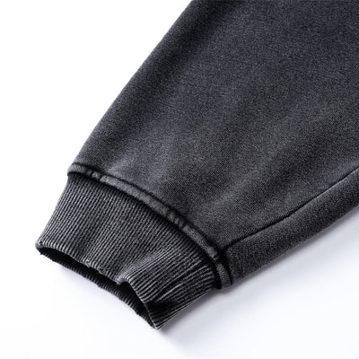 Front Pocket Button Detail Oversized Washed Hoodie