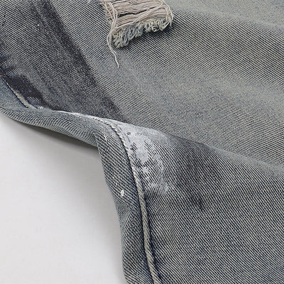 Paint Splatter Distressed Wide Leg Denim