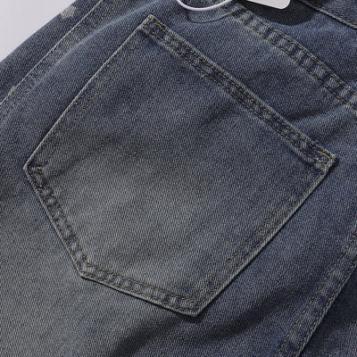 Cross Print Wide Leg Denim Jeans