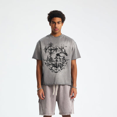 Heavyweight Gothic Graphic Raw-Edge Tee