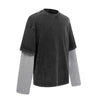 Layered Sleeve Two-Tone Oversized Streetwear T-Shirt