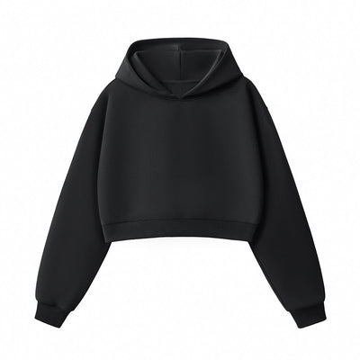 Women's Solid Color Relaxed Cropped Hoodie