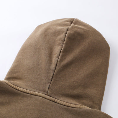 Vintage Washed Oversized Zip Up Distressed Hoodie