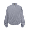 Vintage Zip-Up Ribbed Stand Collar Sweatshirt