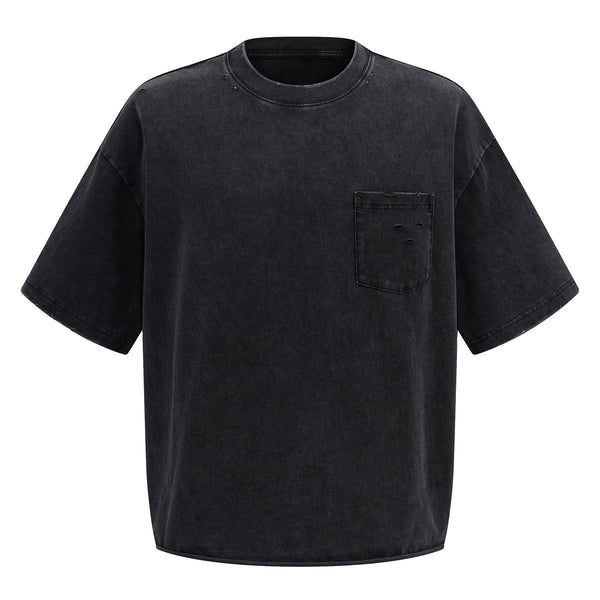 Utility Pocket Distressed Washed Oversized Street Tee