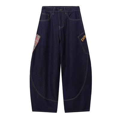 Wide Leg Utility Indigo Denim Pants