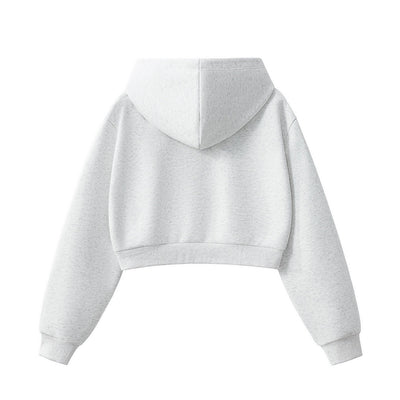 Women's Solid Color Relaxed Cropped Hoodie