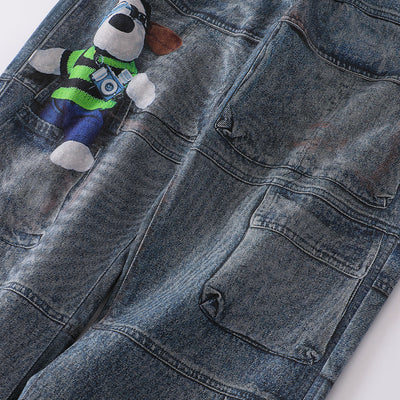 Cartoon Printed Baggy Denim Pants