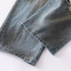 Vintage Wash Double-Waistband Ripped Jeans