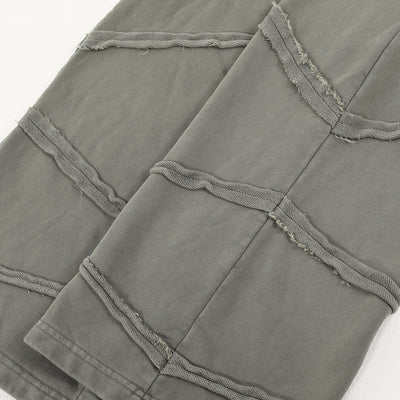 Washed Distressed Fabric Patchwork Vintage Pants