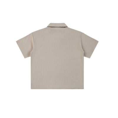 Waffle Knit Lapel Polo T Shirt