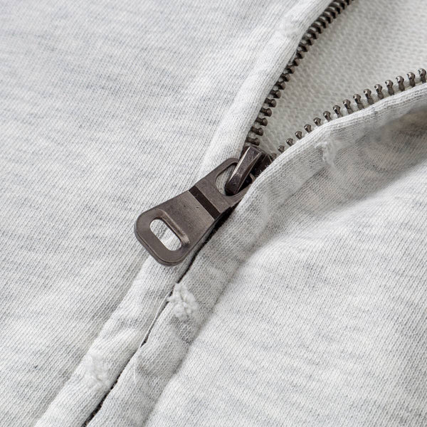 Washed Raw Edge Double Slider Zip Hoodie