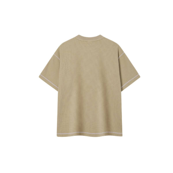 Vintage Waffle Knit Contrast Stitch Oversized T-Shirt
