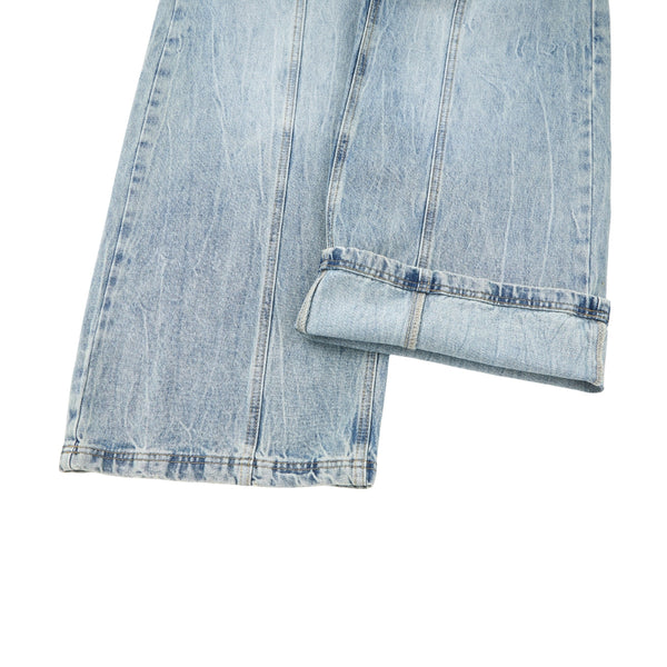 Draped Wide-Leg Relaxed Baggy Jeans