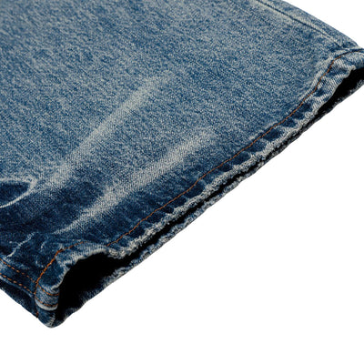 Men's Washed Vintage Loose Straight-Leg Denim Jeans with Distressed Details