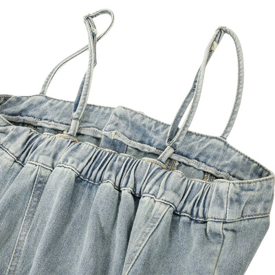 Vintage Washed Strappy Denim Mididress