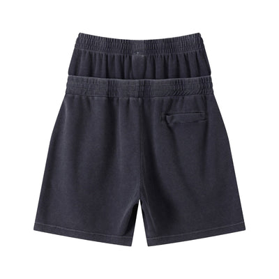 West Coast Waffle Double Waistband Snow Washed Distressed Shorts