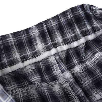 Washed Plaid Graphic Patchwork Bow Detail Relaxed Wide-Leg Capri Denim Pants