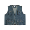 Relaxed Cropped Denim Tactical Vest