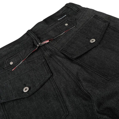 Raw Black Wide Leg Jeans with Utility Flap Pocket Detail