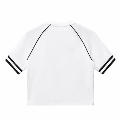 Preppy Striped V-Neck Ribbed Crop Top