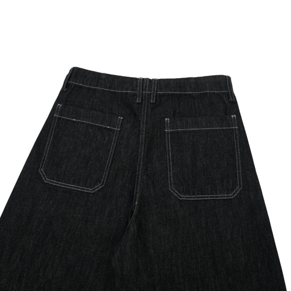 High-Waist A-Line Denim Cropped Shorts