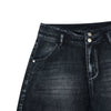Double-Button Whiskered Wide-Leg Denim Shorts