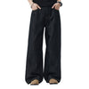 Embroidered Black Washed Baggy Jeans