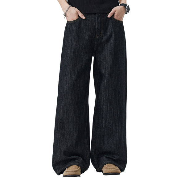 Embroidered Black Washed Baggy Jeans