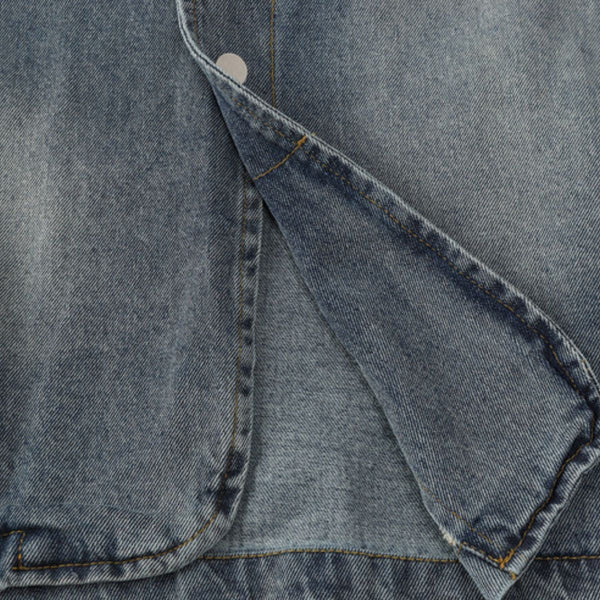 Heavy Washed Distressed Retro Simple Casual Denim Jacket