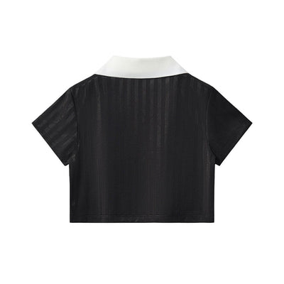 Contrast Panel Y2K Athletic Crop Tee