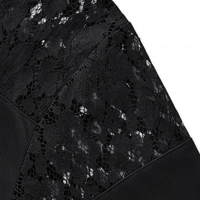 Openwork Lace-Stitching V-Neck Boxy Tee