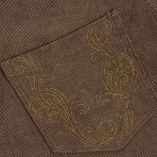 Vintage Washed Corduroy Embroidered Baggy Wide Leg Jeans