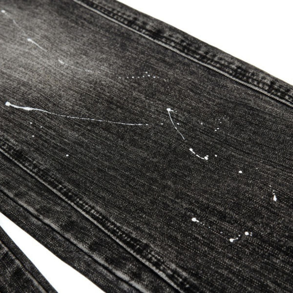 Men's Distressed Washed Denim Wide Leg Pants Punk Paint Splatter