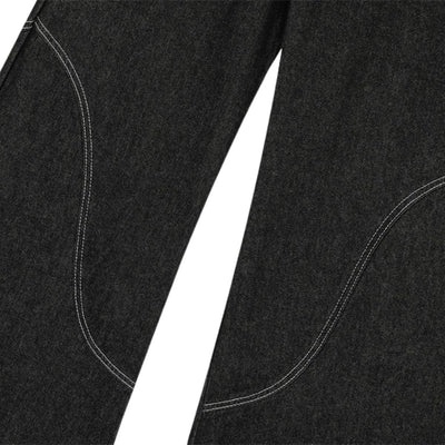 Men's Embroidered Denim Wide Leg Pants Street Vibe Unique Pockets