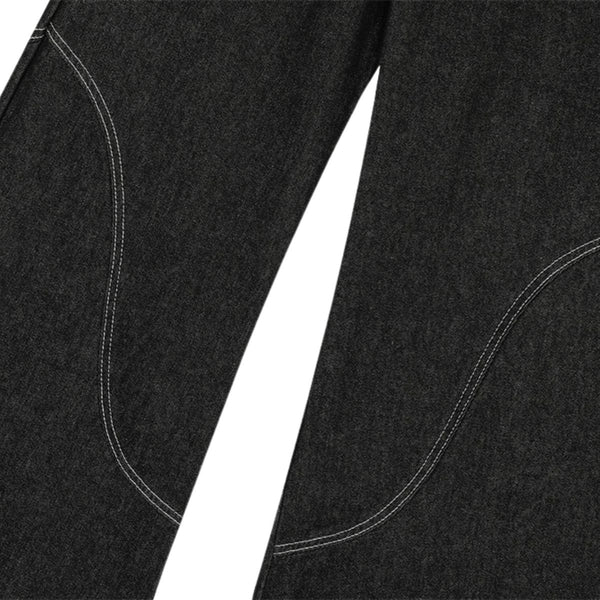 Men's Embroidered Denim Wide Leg Pants Street Vibe Unique Pockets