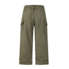 Washed Solid Wide Relaxed Workwear Pants