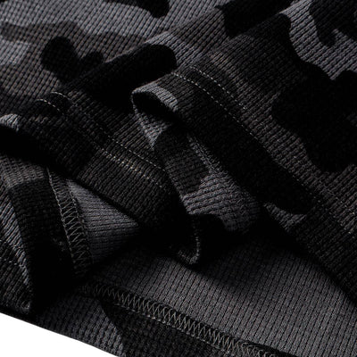 Raglan-Sleeve Camo Waffle Knit Long-Sleeve T-Shirt