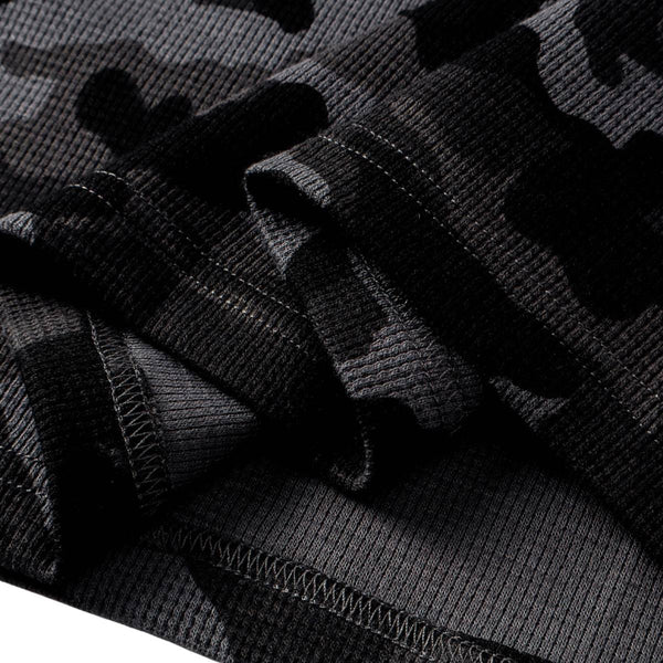 Raglan-Sleeve Camo Waffle Knit Long-Sleeve T-Shirt