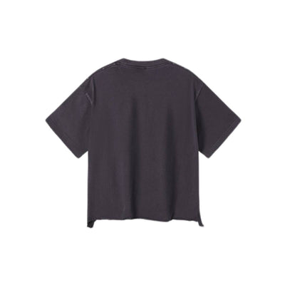 Distressed Raw Hem Boxy Cotton T-Shirt