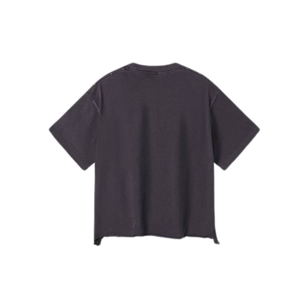 Distressed Raw Hem Boxy Cotton T-Shirt