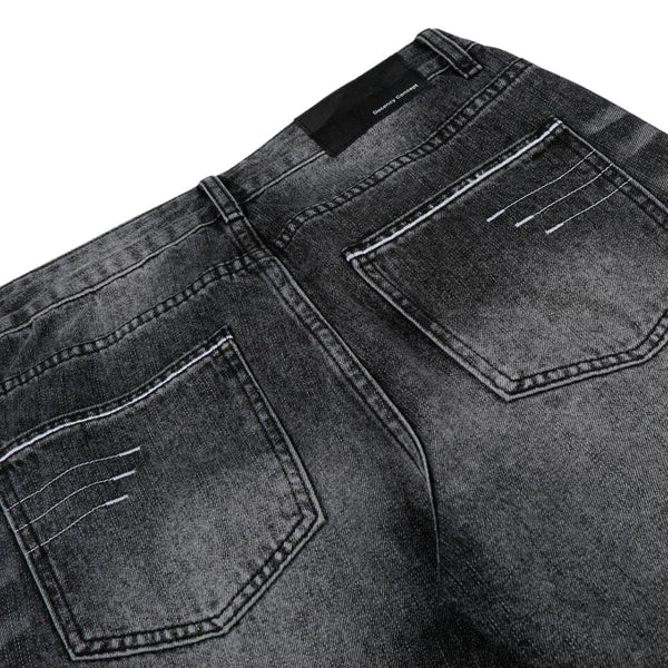 Vintage Washed Black Flared Denim Jeans